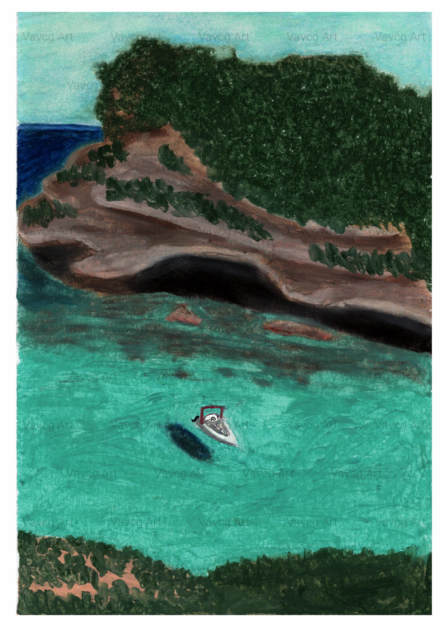 Mallorca in oil pastel 5x7 print