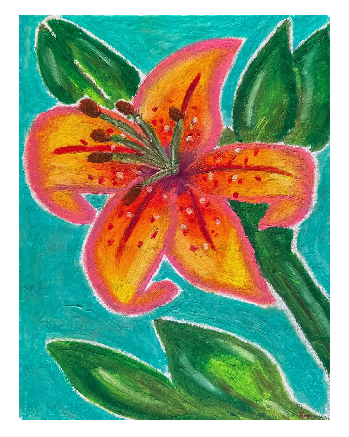 The Lily - Oil Pastel Print 5x7