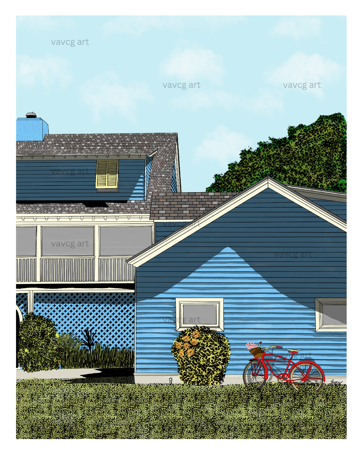 ‘summer at the blue house’ 5x7 print