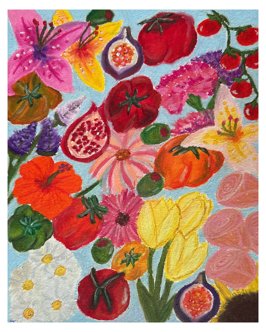 Sunday at the Market 8x10 in Oil Pastel